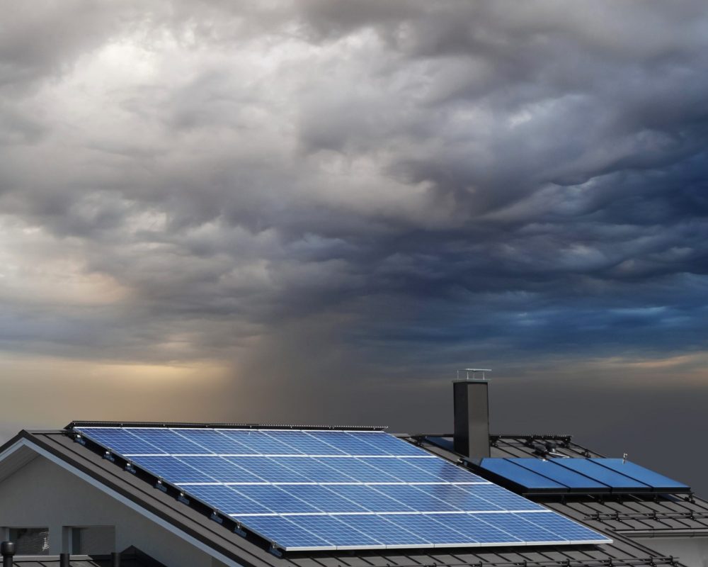 Solar panels on house rooftop